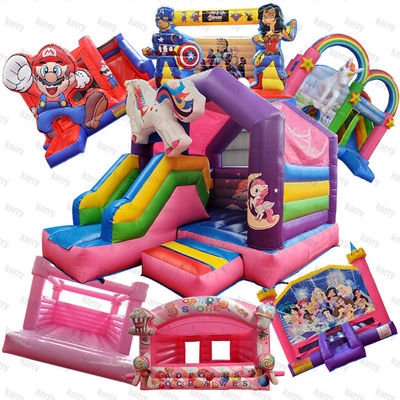 Inflável Pink Bouncy Bouncing Bouncer Castelo para Crianças Pequenos Jogos Combo Slide