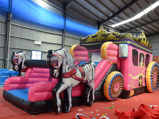 Casa de salto inflável com Slide Princess Carriage Tema Capacidade máxima 100-500kg