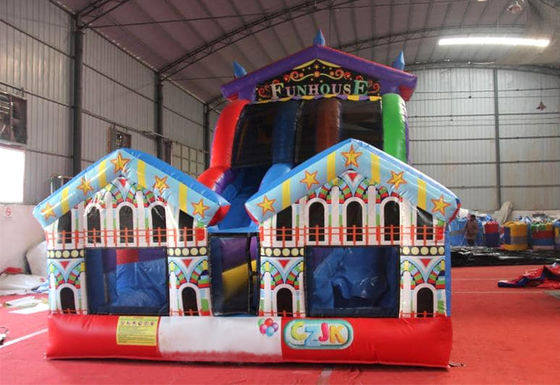 Parque de diversões essencial grande arco-íris de PVC Funhuose inflável chuveiro molhado e seco