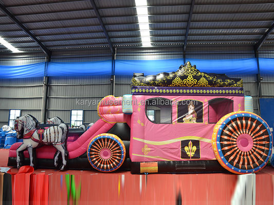 Melhor carro de PVC Princesa Bouncer House Combo Inflatable Bounce Slide Rosa com Blower