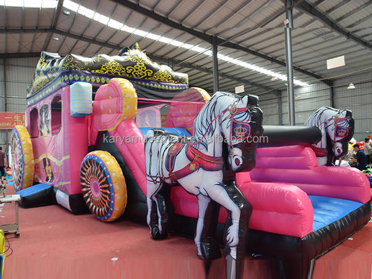 Melhor carro de PVC Princesa Bouncer House Combo Inflatable Bounce Slide Rosa com Blower