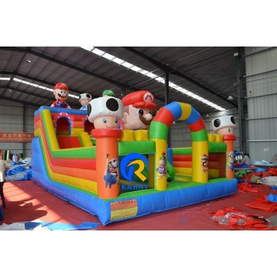 Jardim de Jogos para Crianças ao Ar Livre Mario Theme Trampolins Aéreos Infláveis Castelo Salto com Deslizamento
