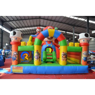 Jardim de Jogos para Crianças ao Ar Livre Mario Theme Trampolins Aéreos Infláveis Castelo Salto com Deslizamento