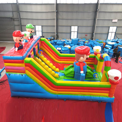 Jardim de Jogos para Crianças ao Ar Livre Mario Theme Trampolins Aéreos Infláveis Castelo Salto com Deslizamento