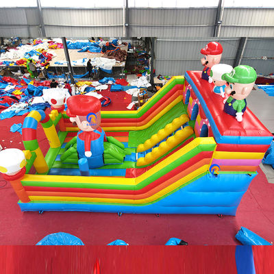 Jardim de Jogos para Crianças ao Ar Livre Mario Theme Trampolins Aéreos Infláveis Castelo Salto com Deslizamento