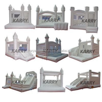 Hot Popular Pequeno White Bounce House com deslizamento e piscina de bola Pit Customize aceito