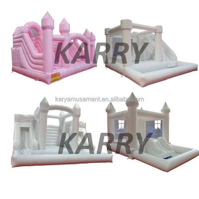 Hot Popular Pequeno White Bounce House com deslizamento e piscina de bola Pit Customize aceito