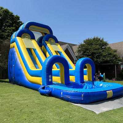 Big Kids Splash Pool Fun PVC Double Lane Water Slide Inflável com tamanho personalizado