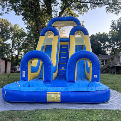 Big Kids Splash Pool Fun PVC Double Lane Water Slide Inflável com tamanho personalizado