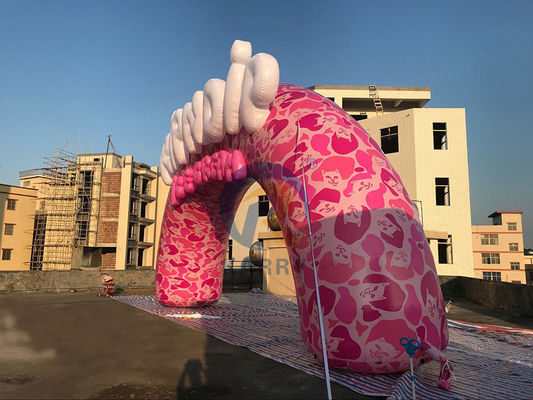 Publicidade ao ar livre Arco de entrada inflável com design e impressão personalizados rosa
