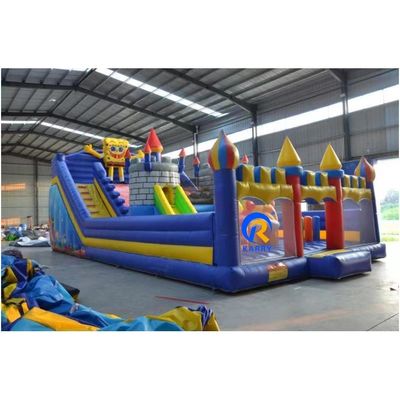 Blue Inflatable Bouncy Castle Playground para Crianças OEM aceito Design de desenho animado clássico