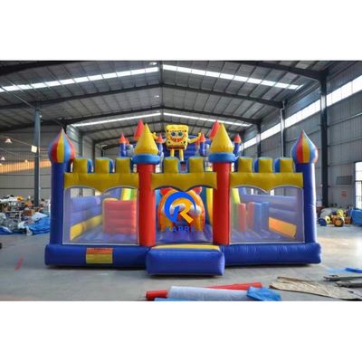 Blue Inflatable Bouncy Castle Playground para Crianças OEM aceito Design de desenho animado clássico