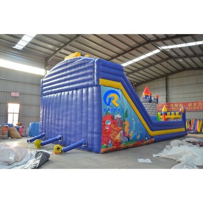 Blue Inflatable Bouncy Castle Playground para Crianças OEM aceito Design de desenho animado clássico