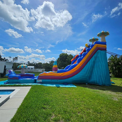 Estimulantes Jogos de Slides de Água de Cor do Oceano PVC Inflável com Grande Piscina em Forma de Flor