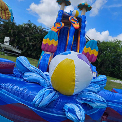 Estimulantes Jogos de Slides de Água de Cor do Oceano PVC Inflável com Grande Piscina em Forma de Flor