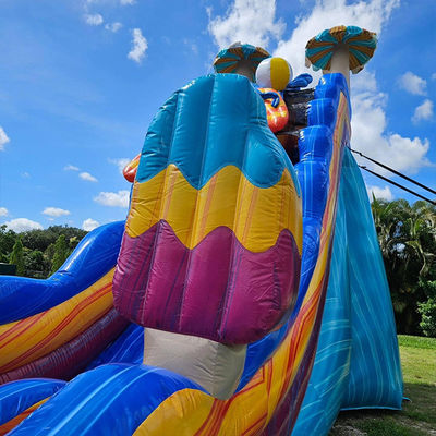 Estimulantes Jogos de Slides de Água de Cor do Oceano PVC Inflável com Grande Piscina em Forma de Flor