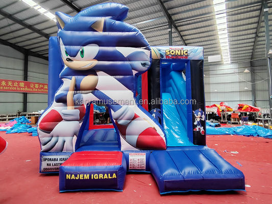 Características unisex personalizadas Sonic Bounce House Combo Slide inflável para aluguel de festas