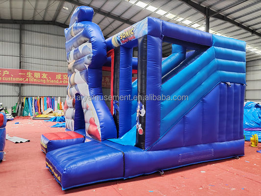Características unisex personalizadas Sonic Bounce House Combo Slide inflável para aluguel de festas