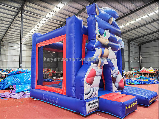 Características unisex personalizadas Sonic Bounce House Combo Slide inflável para aluguel de festas