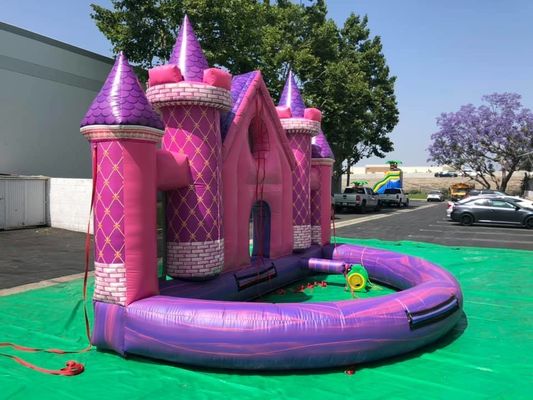 Área de Jogos ao Ar livre PVC personalizado inflável Rosa Castelo pano de fundo para aniversário / casamento festa