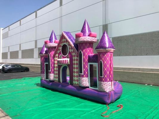 Área de Jogos ao Ar livre PVC personalizado inflável Rosa Castelo pano de fundo para aniversário / casamento festa