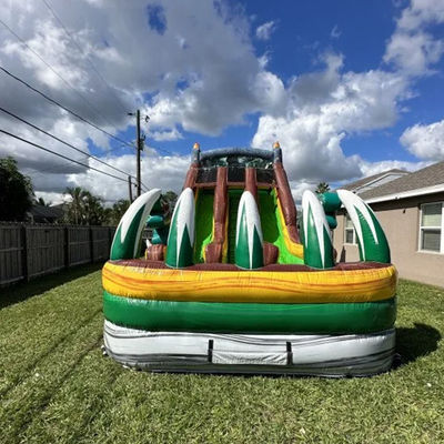 Capacidade máxima 100-500 kg Grande Salto Jungle Dino Water Slide para aluguel comercial