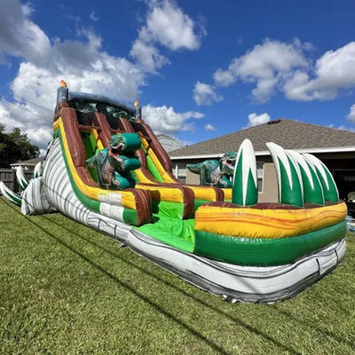 Capacidade máxima 100-500 kg Grande Salto Jungle Dino Water Slide para aluguel comercial