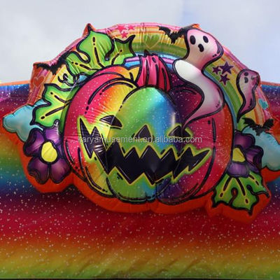 Unisex Halloween Casa de salto com escorrega de água de canal duplo e castelo inflável de arco-íris