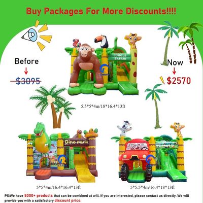 0.55mm PVC Vinyl Tarpaulin inflável Combo Castle Slide para crianças no parque de diversões
