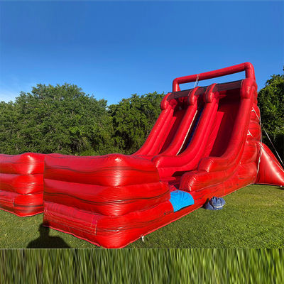 Slide de água inflável de tamanho adulto com 2 slides e 2 piscinas em PVC comercial