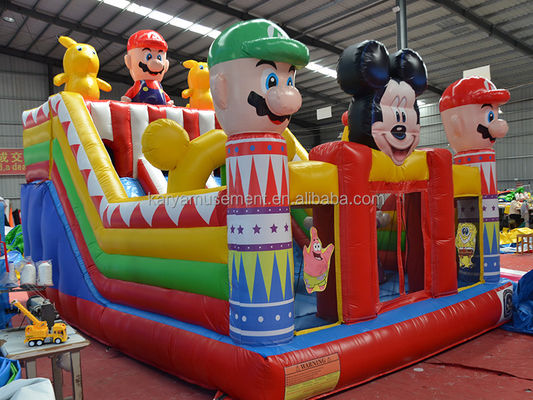 Blower Fun City inflável com Mickey e Mario Inflatable Castle Bouncer House Combo Playground Blower Incluído