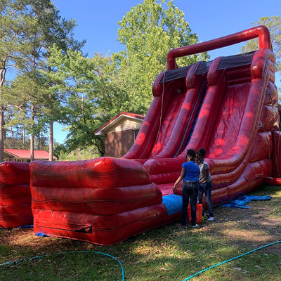 Slide de água inflável de tamanho adulto com 2 slides e 2 piscinas em PVC comercial
