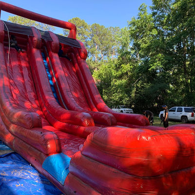 Slide de água inflável de tamanho adulto com 2 slides e 2 piscinas em PVC comercial