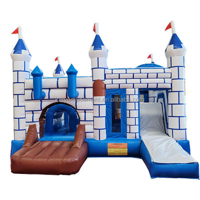 Comércio de PVC Castelo Bouncy Combo com Slide Unisex Castelo Azul e Branco Playground