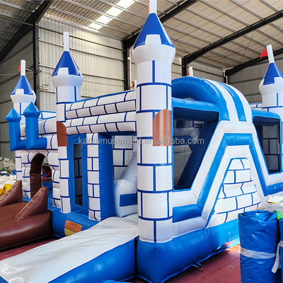 Comércio de PVC Castelo Bouncy Combo com Slide Unisex Castelo Azul e Branco Playground