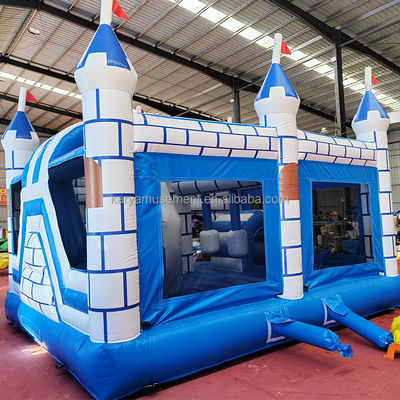 Comércio de PVC Castelo Bouncy Combo com Slide Unisex Castelo Azul e Branco Playground