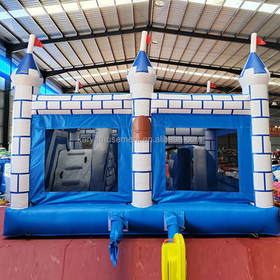 Comércio de PVC Castelo Bouncy Combo com Slide Unisex Castelo Azul e Branco Playground