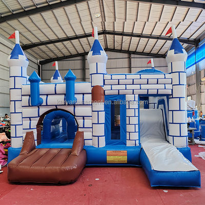 Comércio de PVC Castelo Bouncy Combo com Slide Unisex Castelo Azul e Branco Playground