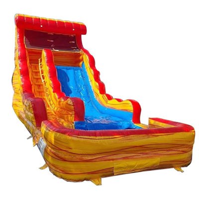 Logotipo personalizado Parque aquático comercial de PVC Marmo amarelo Slide inflável com piscina