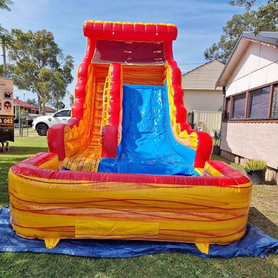Logotipo personalizado Parque aquático comercial de PVC Marmo amarelo Slide inflável com piscina