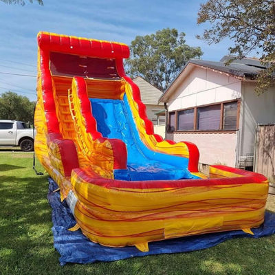 Logotipo personalizado Parque aquático comercial de PVC Marmo amarelo Slide inflável com piscina