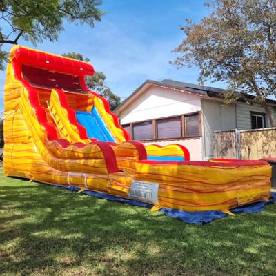 Logotipo personalizado Parque aquático comercial de PVC Marmo amarelo Slide inflável com piscina