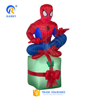 EN14960 Homem-Aranha inflável personalizado certificado com caixa de presente de Natal e soprador de ar