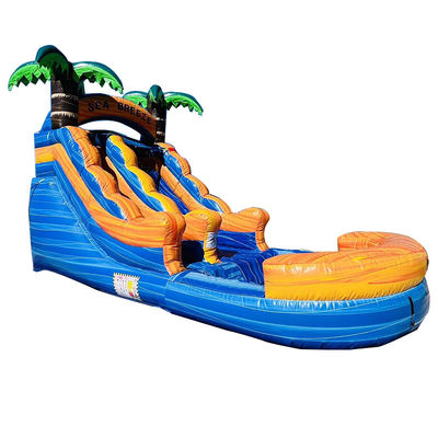Aluguel comercial personalizável Parque aquático inflável de PVC com escorrega de água de palmeira