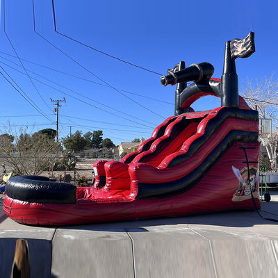 Logotipo personalizado Impresso Comércio PVC Navio pirata Slide de água inflável com piscina