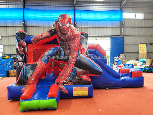 CE/EN71/EN14960 Certificado Crianças inflável Spiderman Castle salto salto com escorrega