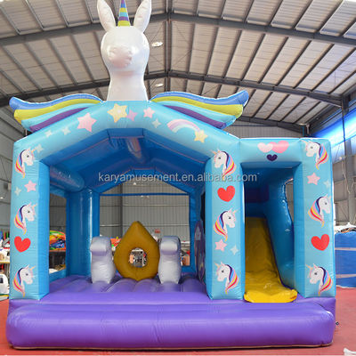 Unisex PVC Exquisito Rainbow Unicorn Inflável Bouncer Salto Castelo para Parque de Jogos