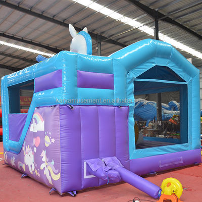 Unisex PVC Exquisito Rainbow Unicorn Inflável Bouncer Salto Castelo para Parque de Jogos