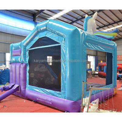 Unisex PVC Exquisito Rainbow Unicorn Inflável Bouncer Salto Castelo para Parque de Jogos