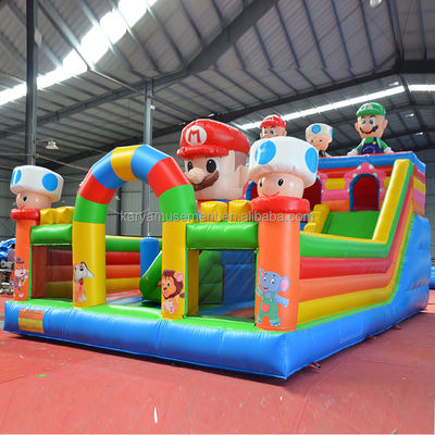 Faixa etária 14 anos para cima PVC portátil inflável Mario Fun City Playground Game para crianças